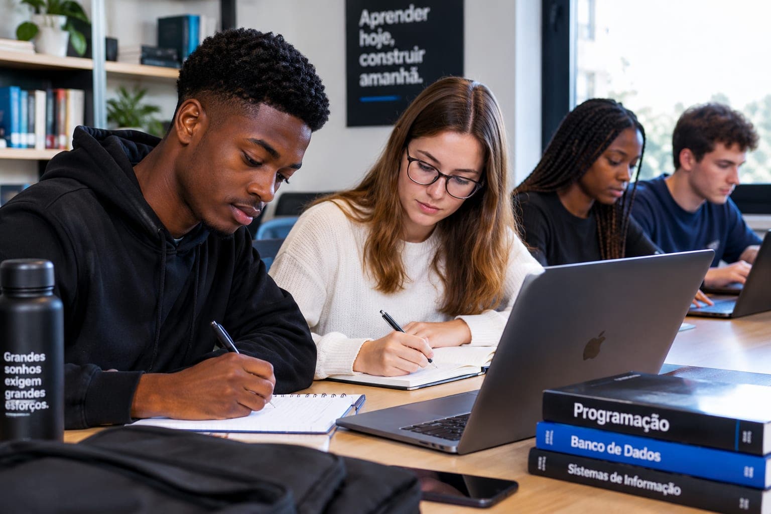 Estudantes da Dzidza Academy a estudar em conjunto